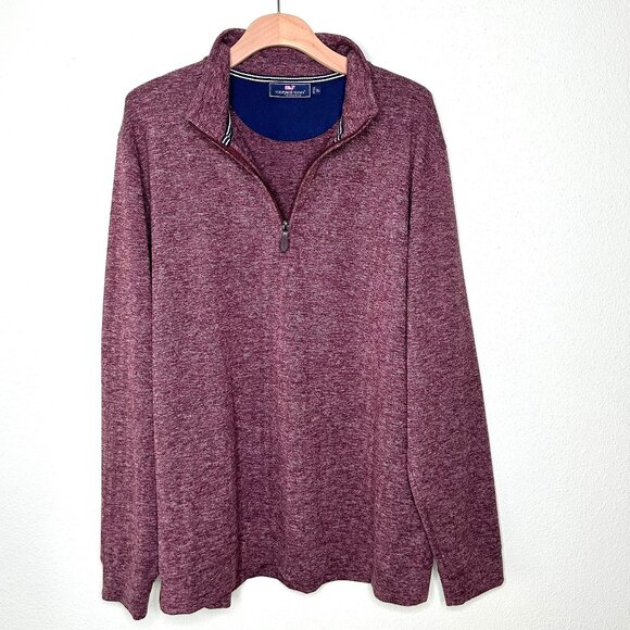 Vineyard Vines 1/2 Zip Herringbone Pullover Sweatshirt in Burgundy Size XL - Picture 3 of 10